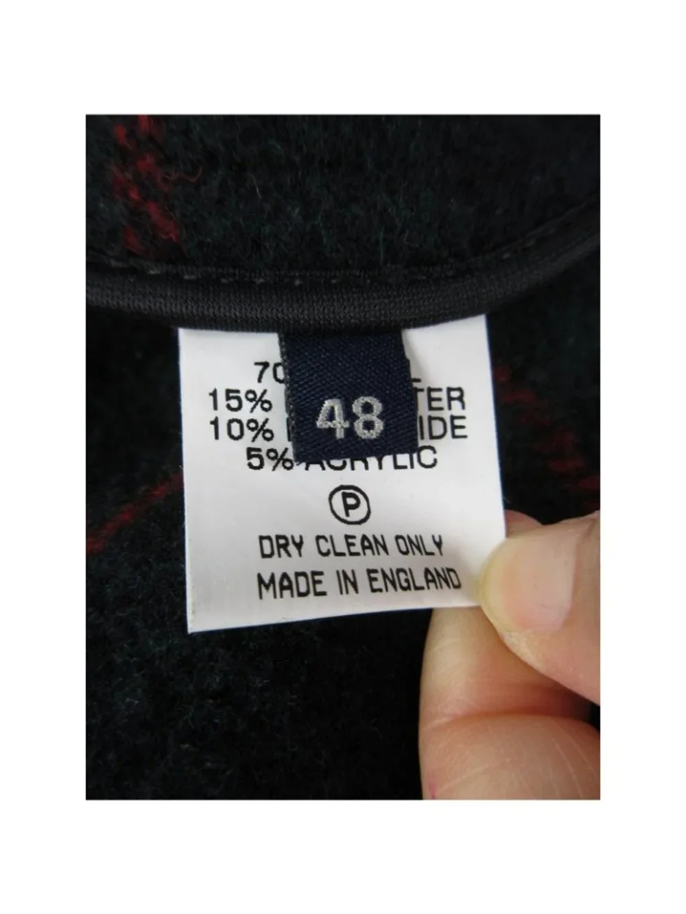 VINTAGE John Partridge Jacket 48 Navy Wool Blend Tartan Lined England